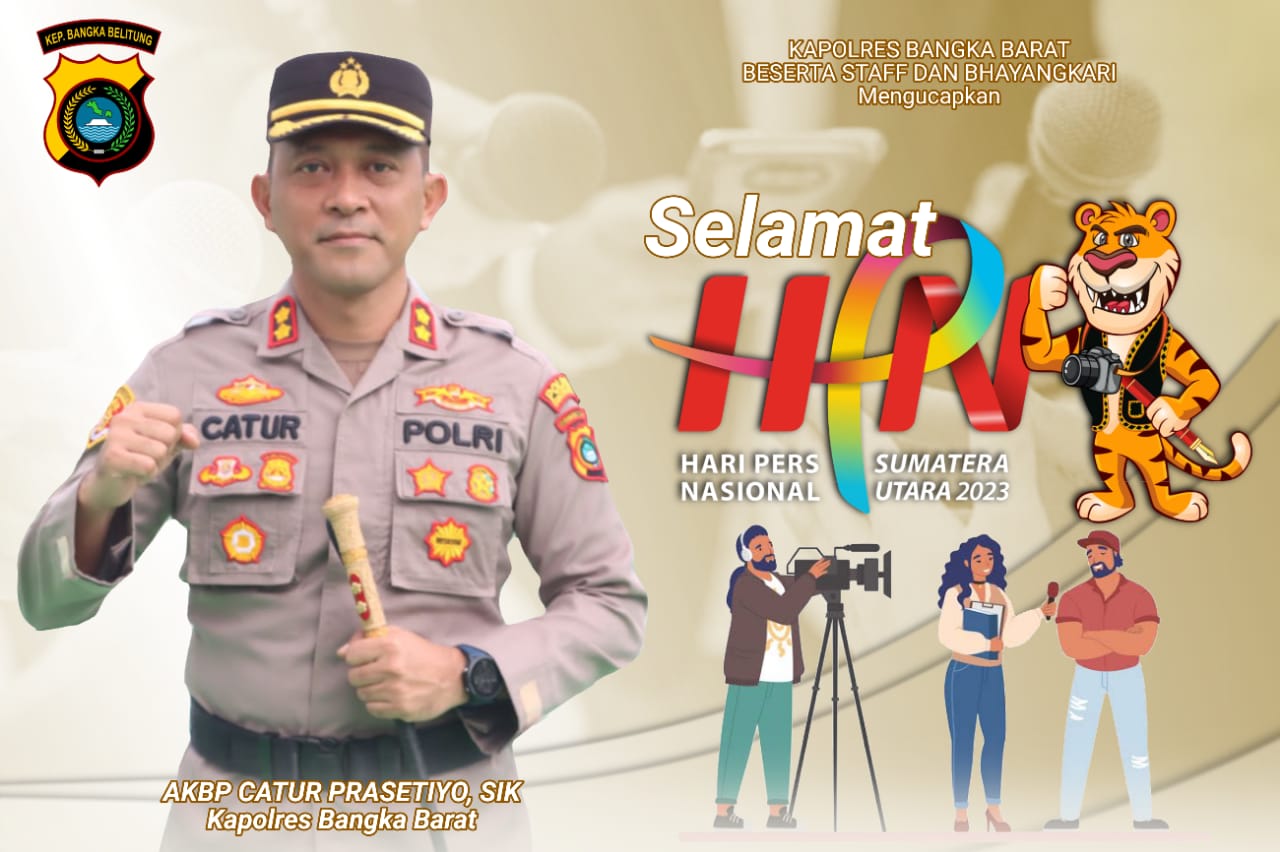 Kapolres Bangka Barat Meyampaikan Ucapkan, ” Selamat Hari Pers Nasional Kepada Seluruh Insan Pers"