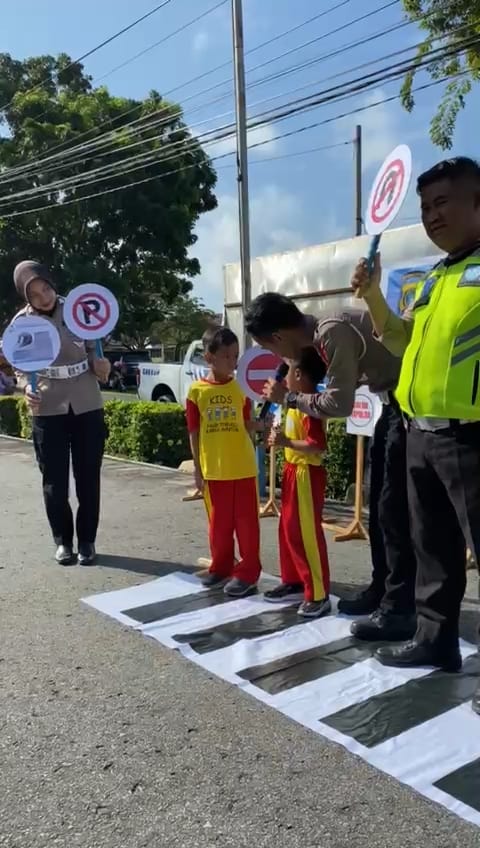 Tertib Lalu Lintas Sejak Dini, Satlantas Polres Bangka Barat Gelar Polsanak di TK Karya Muntok Kecamatan Mentok