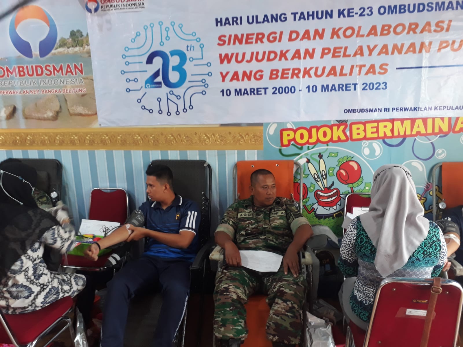 Wujudkan Kepedulian Antar Sesama Kodim 0413/Bangka Laksanakan Donor Darah Dalam Rangka Hut Ombusdman RI