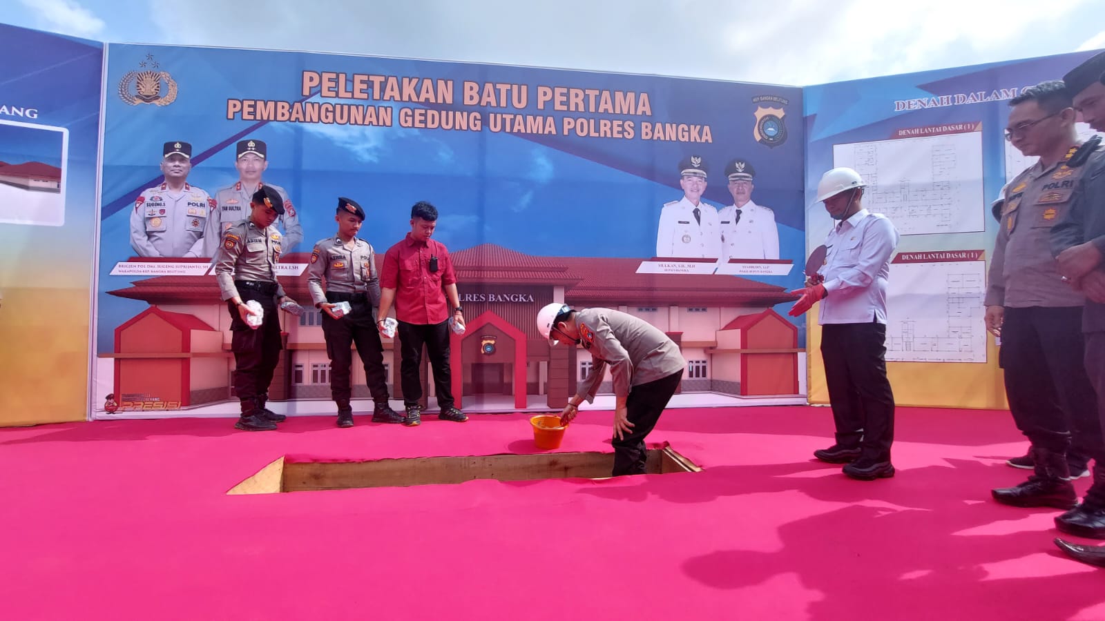 Peletakan Batu Pertama Rehab Gedung Polres Bangka