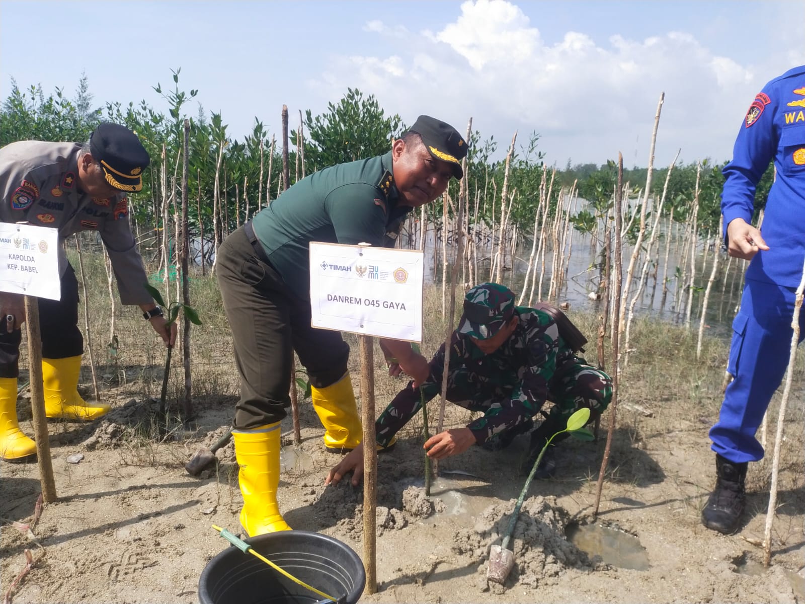 Pasi Bhakti Korem 045/Gaya Ikut Serta Tanam Mangrove Bersama Warga Desa Baskara Bakti