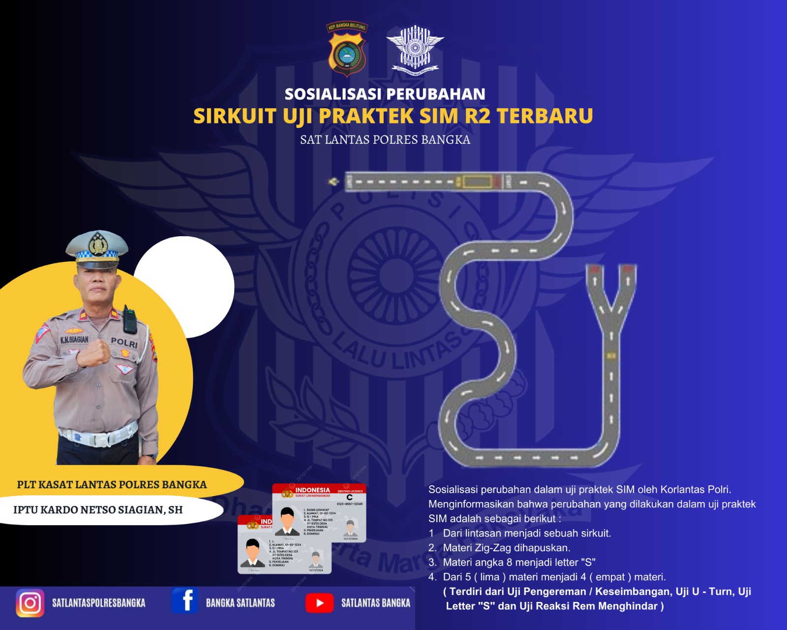 Satuan Lalu Lintas Polres Bangka Lakukan Perubahan Materi Uji  Praktek Pembuatan SIM